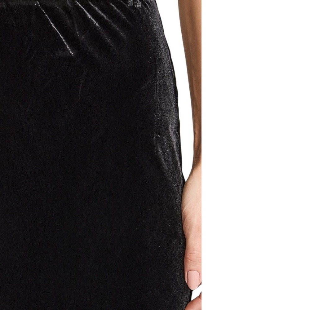 Reformation SZ 12 Black Velvet Silk blend Mini Skirt High Slit Front - Picture 5 of 14